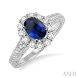 Oval Shape Gemstone & Diamond Ring