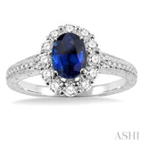 Oval Shape Gemstone & Diamond Ring