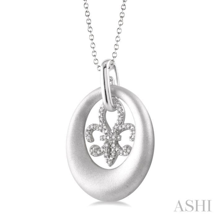 Silver Fleur De Lis Diamond Fashion Pendant