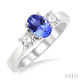 Oval Shape Gemstone & Diamond Ring