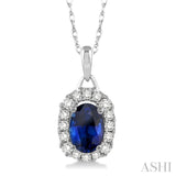 Oval Shape Gemstone & Diamond Pendant