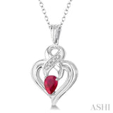 Silver Heart Shape Diamond & Gemstone Fashion Pendant