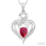 Silver Heart Shape Diamond & Gemstone Fashion Pendant