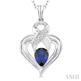 Silver Heart Shape Diamond & Gemstone Fashion Pendant