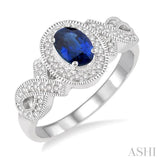 Oval Shape Gemstone & Diamond Ring