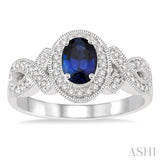 Oval Shape Gemstone & Diamond Ring