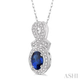 Oval Shape Gemstone & Diamond Pendant