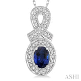 Oval Shape Gemstone & Diamond Pendant