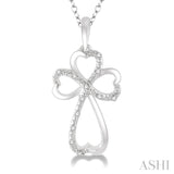 Silver Cross & Heart Shape Diamond Fashion Pendant