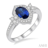 Oval Shape Gemstone & Diamond Ring