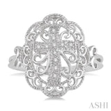 Silver Cross Diamond Fashion Ring