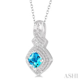 Silver Gemstone & Diamond Pendant