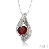 Silver Heart Shape Gemstone & Diamond Fashion Pendant