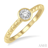 1/50 Ctw Round Cut lattice Diamond Promise Ring in Pyramid shape 10K Yellow Gold