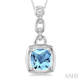 Silver Gemstone & Diamond Pendant