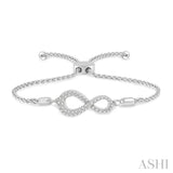 1/4 Ctw Infinity Center Round Cut Diamond Lariat Link Bracelet in 14K White Gold