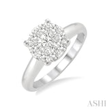 1/4 Ctw Lovebright Round Cut Diamond Ring in 14K White Gold