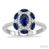 Oval Shape Gemstone & Diamond Ring