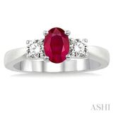 Oval Shape Gemstone & Diamond Ring