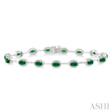 Oval Shape Gemstone & Diamond Bracelet