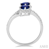 Oval Shape 2 Stone Gemstone & Diamond Fashion Ring