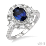 Oval Shape Gemstone & Baguette Diamond Ring