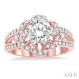 Flower Semi-Mount Diamond Engagement Ring