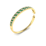 Diamond And Emerald Hinged Bangle