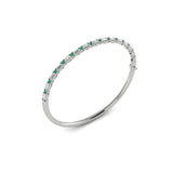 Diamond Baguette And Emerald Hinged Bangle