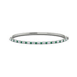 Diamond Baguette And Emerald Hinged Bangle