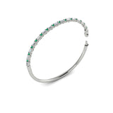 Diamond Baguette And Emerald Hinged Bangle