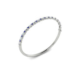 Diamond Baguette And Blue Sapphire Hinged Bangle