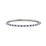 Diamond Baguette And Blue Sapphire Hinged Bangle