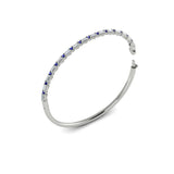 Diamond Baguette And Blue Sapphire Hinged Bangle