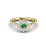 Diamond Starburst With Emerald Centerstone Ring