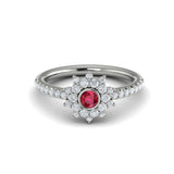 Diamond Starburst With Ruby Centerstone Ring