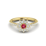 Diamond Starburst With Ruby Centerstone Ring