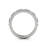 Diamond And Blue Sapphire Two Row Curved Ring