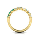 Diamond And Emerald Three Row Wrap Ring