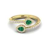 Diamond Wrapped Pear Emerald Ring