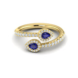 Diamond Wrapped Pear Blue Sapphire Ring