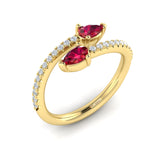 Diamond And Pear Ruby Wrap Ring