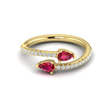 Diamond And Pear Ruby Wrap Ring