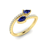 Diamond And Pear Blue Sapphire Wrap Ring