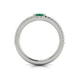 Diamond And Oval Emerald Centerstone Ring