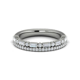 Diamond And Diamond Baguette Two Row Ring