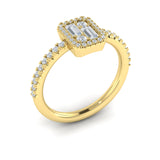 Diamond Halo With Diamond Baguettes Ring