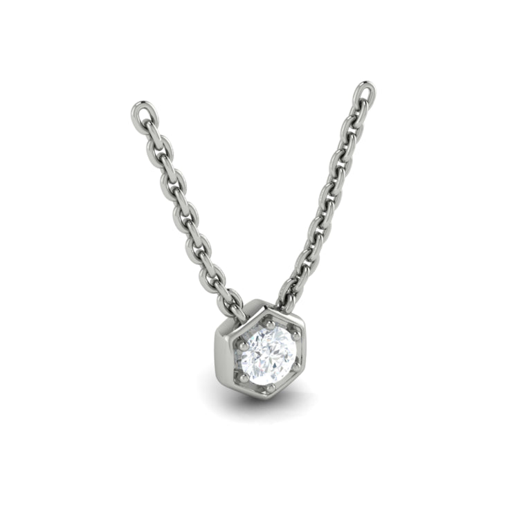 Single Diamond Honeycomb Pendant Necklace