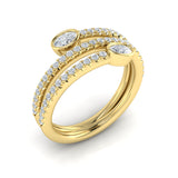 Diamond Three Row Oval Diamond Wrap Ring