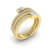 Diamond Three Row Diamond Baguette Wrap Ring